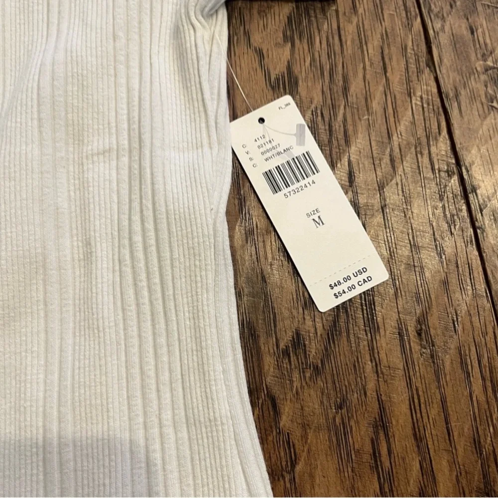 White Ribbed Button-Down Top - Picture 8 of 8